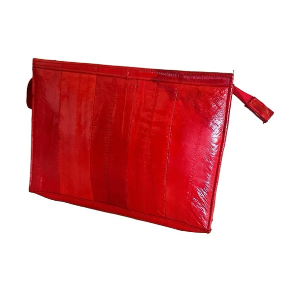 Summer Boho Red Genuine Eel Skin Leather Zipper Cluth - Picture 13 of 13